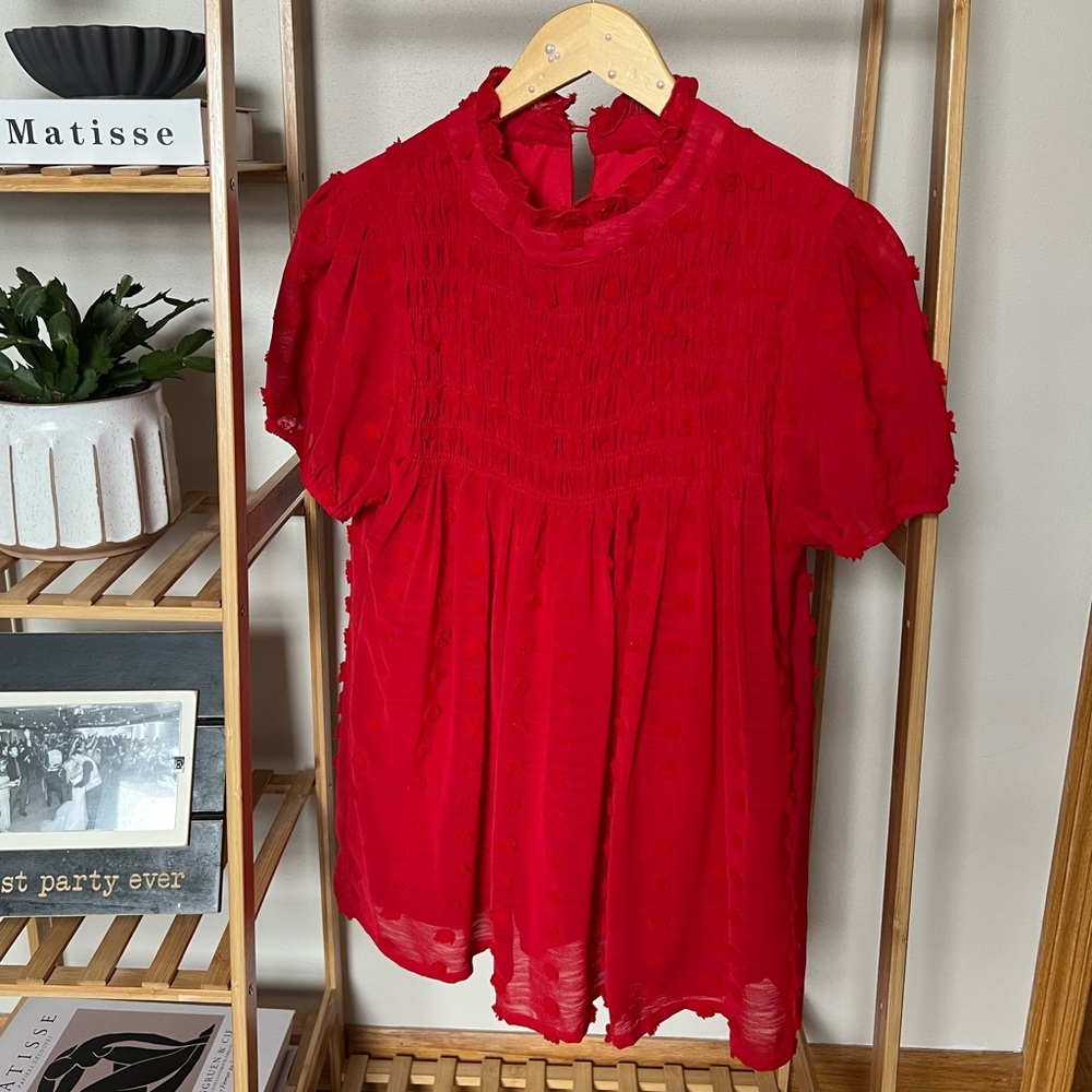 Smocked Clip Dot Top